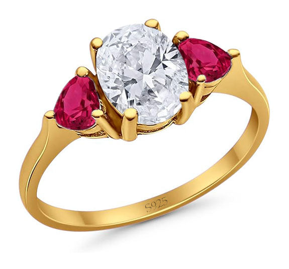 Three Stone Oval Natural Stone Trio Ring