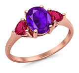 Three Stone Oval Natural Stone Trio Ring