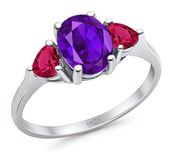 Three Stone Oval Natural Stone Trio Ring