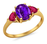 Three Stone Oval Natural Stone Trio Ring