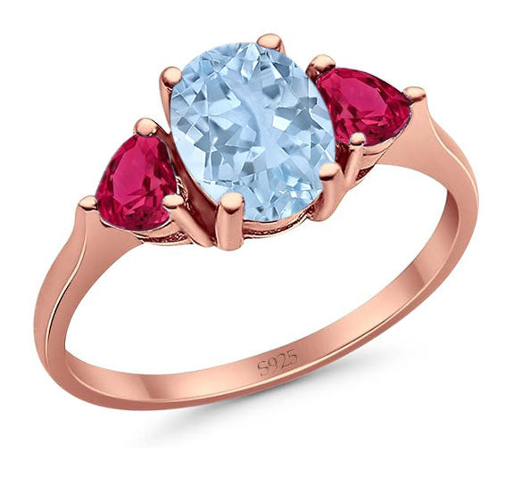 Three Stone Oval Natural Stone Trio Ring