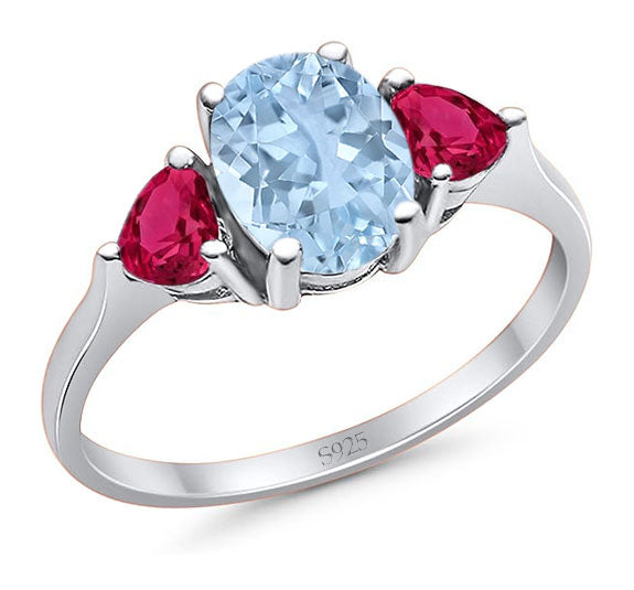 Three Stone Oval Natural Stone Trio Ring