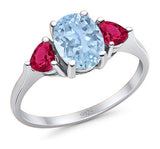 Three Stone Oval Natural Stone Trio Ring