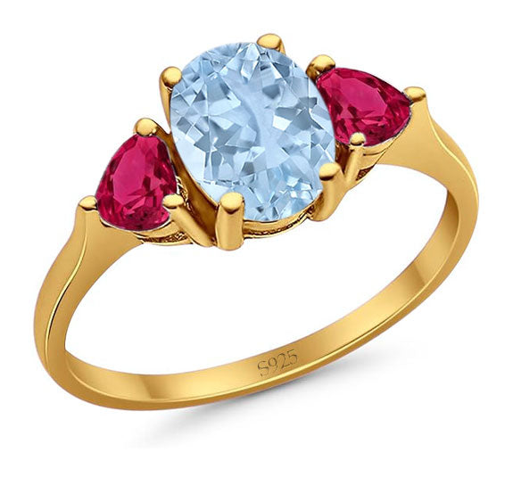 Three Stone Oval Natural Stone Trio Ring