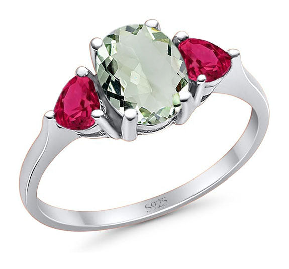 Three Stone Oval Natural Stone Trio Ring