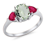 Three Stone Oval Natural Stone Trio Ring