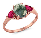 Three Stone Oval Natural Stone Trio Ring