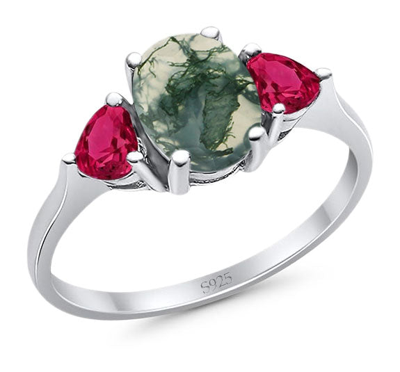 Three Stone Oval Natural Stone Trio Ring