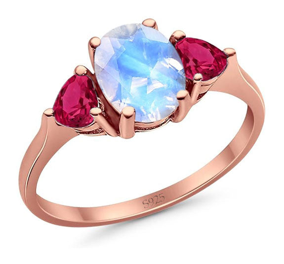 Three Stone Oval Natural Stone Trio Ring