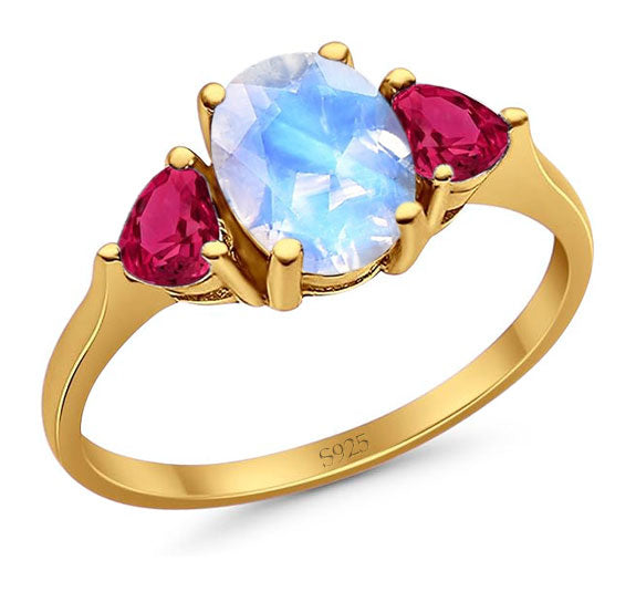 Three Stone Oval Natural Stone Trio Ring