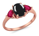 Three Stone Oval Natural Stone Trio Ring