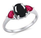 Three Stone Oval Natural Stone Trio Ring