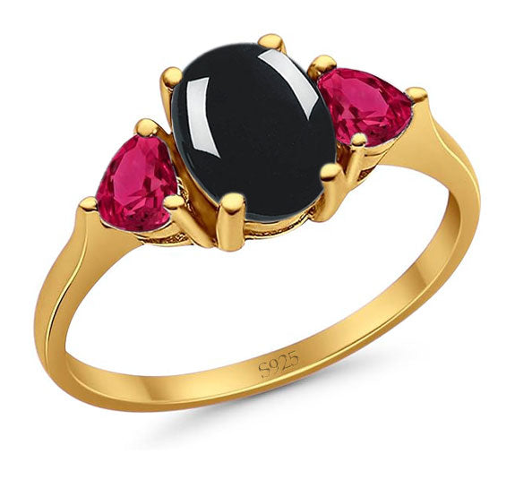 Three Stone Oval Natural Stone Trio Ring