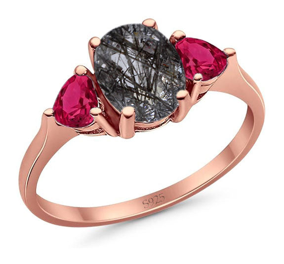 Three Stone Oval Natural Stone Trio Ring