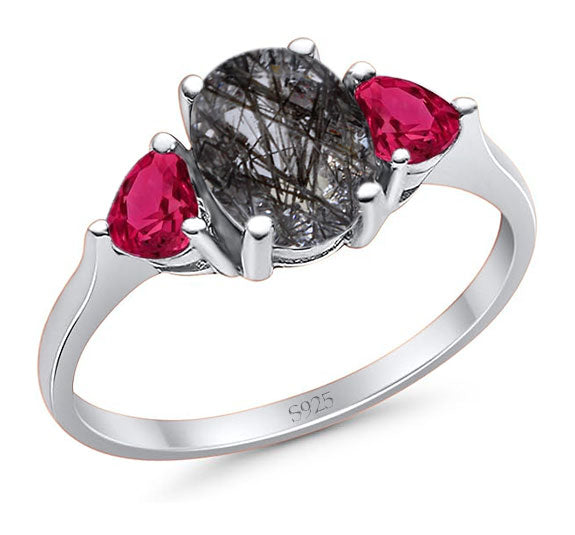 Three Stone Oval Natural Stone Trio Ring