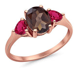 Three Stone Oval Natural Stone Trio Ring