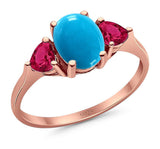 Three Stone Oval Natural Stone Trio Ring