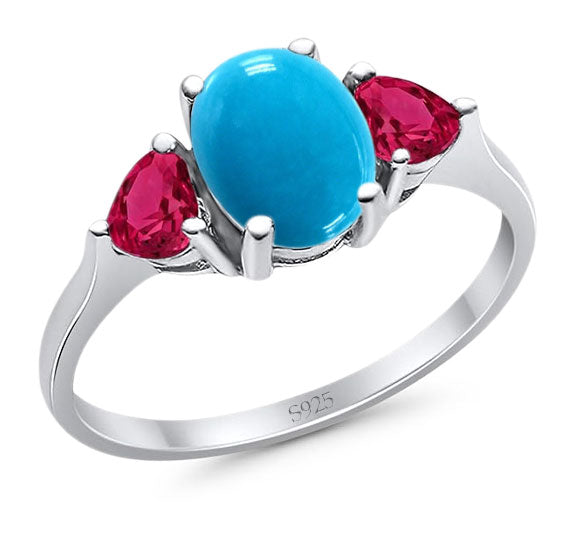 Three Stone Oval Natural Stone Trio Ring