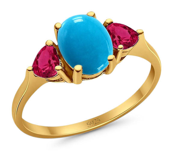 Three Stone Oval Natural Stone Trio Ring