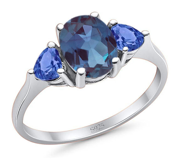 Three Stone Oval Natural Stone Trio Ring