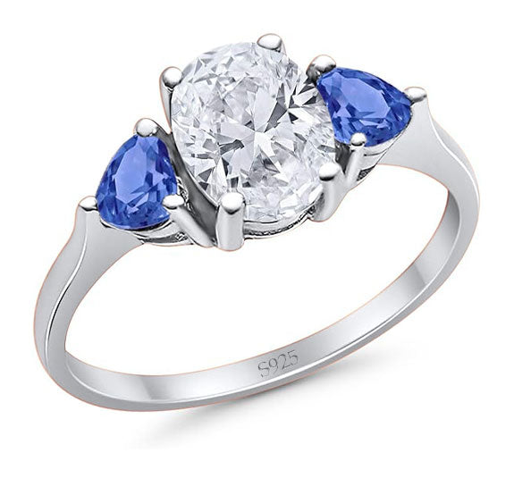 Three Stone Oval Natural Stone Trio Ring