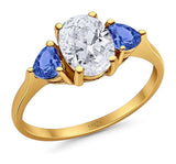 Three Stone Oval Natural Stone Trio Ring