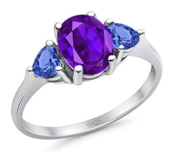 Three Stone Oval Natural Stone Trio Ring