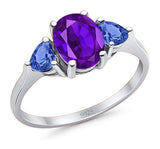 Three Stone Oval Natural Stone Trio Ring