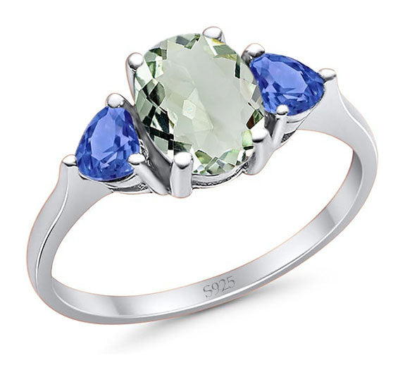 Three Stone Oval Natural Stone Trio Ring