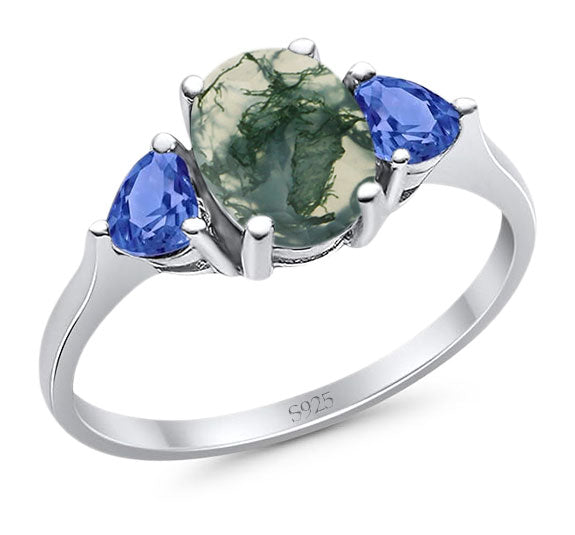 Three Stone Oval Natural Stone Trio Ring