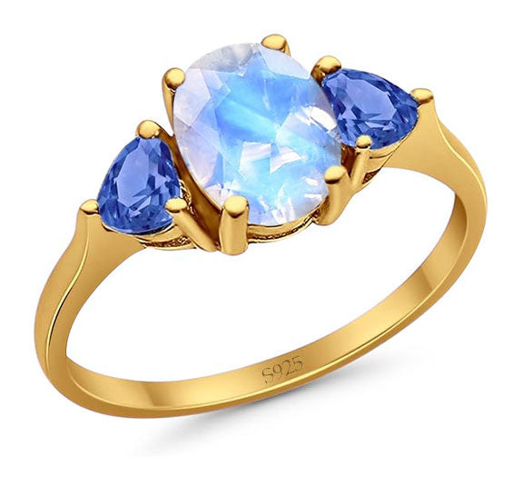 Three Stone Oval Natural Stone Trio Ring