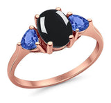 Three Stone Oval Natural Stone Trio Ring