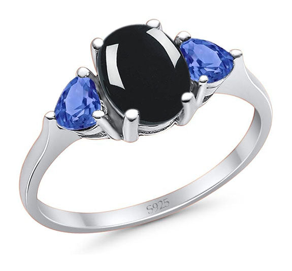 Three Stone Oval Natural Stone Trio Ring