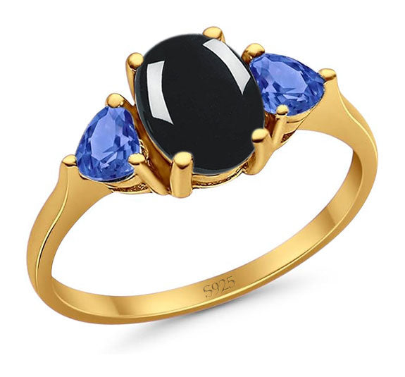Three Stone Oval Natural Stone Trio Ring