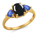 Three Stone Oval Natural Stone Trio Ring