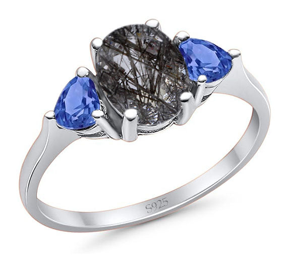 Three Stone Oval Natural Stone Trio Ring