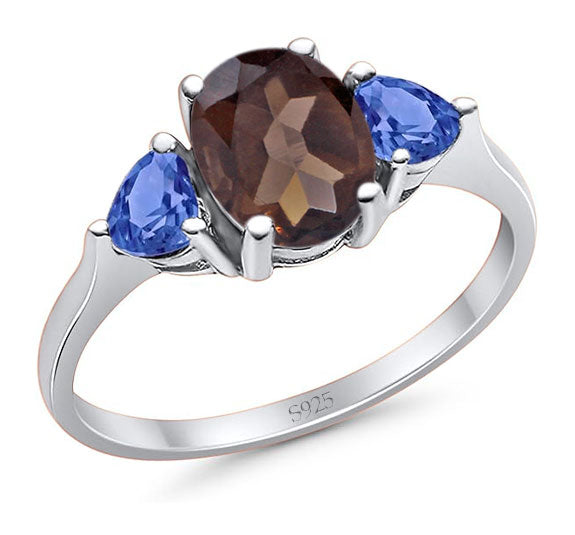 Three Stone Oval Natural Stone Trio Ring