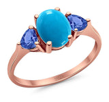 Three Stone Oval Natural Stone Trio Ring