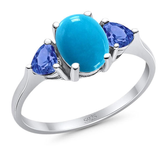 Three Stone Oval Natural Stone Trio Ring