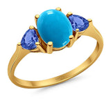 Three Stone Oval Natural Stone Trio Ring