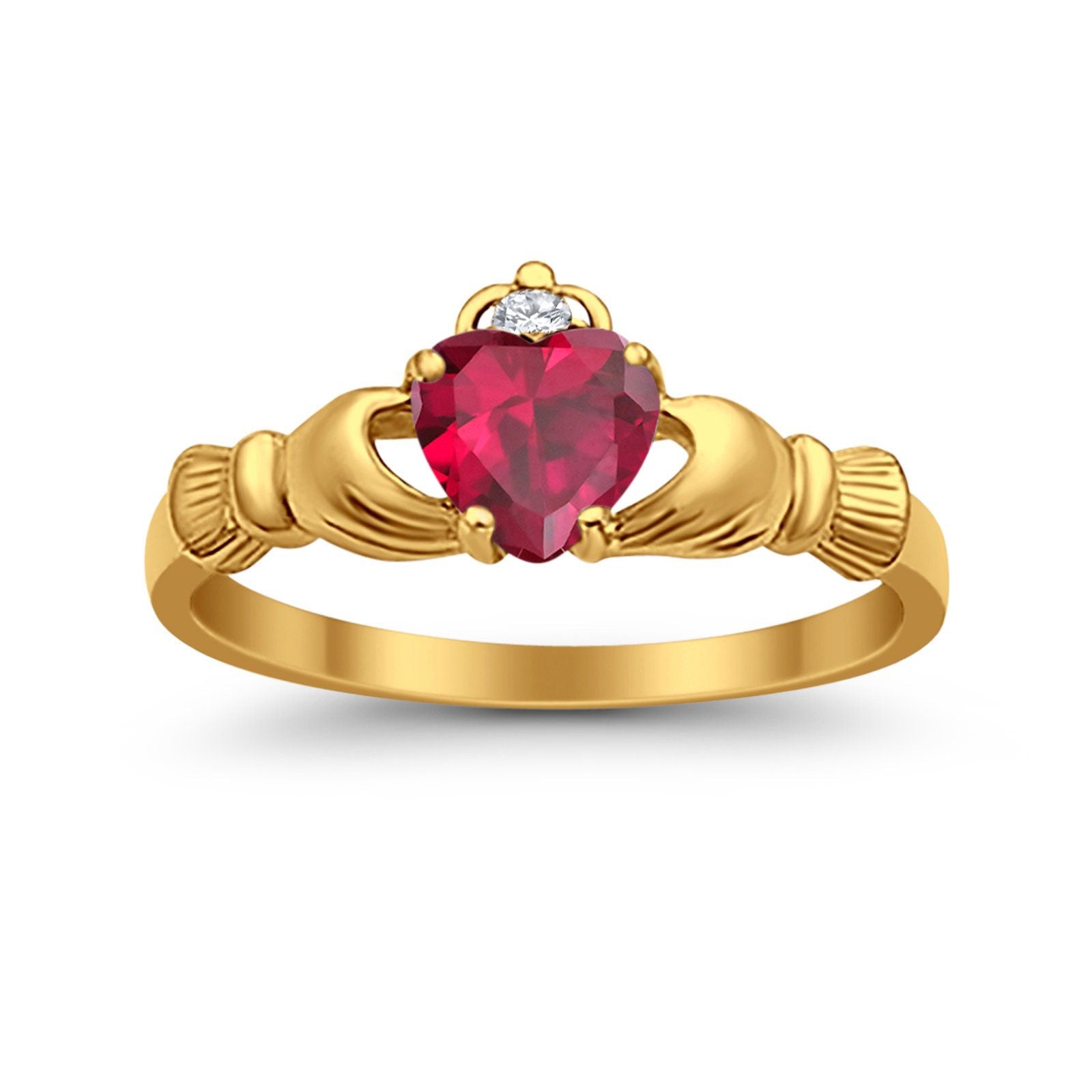 Heart Shape Simulated Cubic Zirconia Claddagh Wedding Ring 925 Sterling Silver