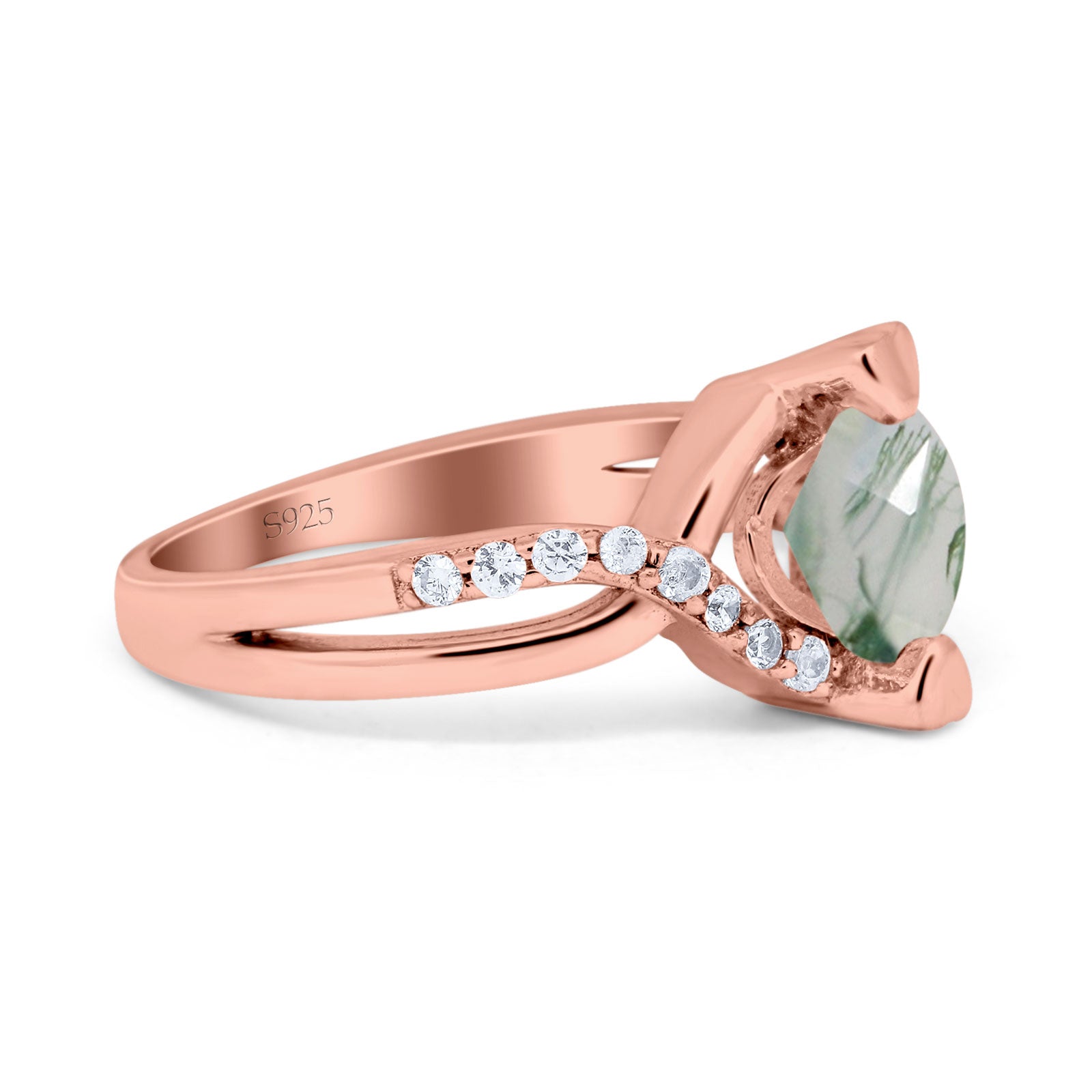 Art Deco Round Natural Stone Twisted Ring