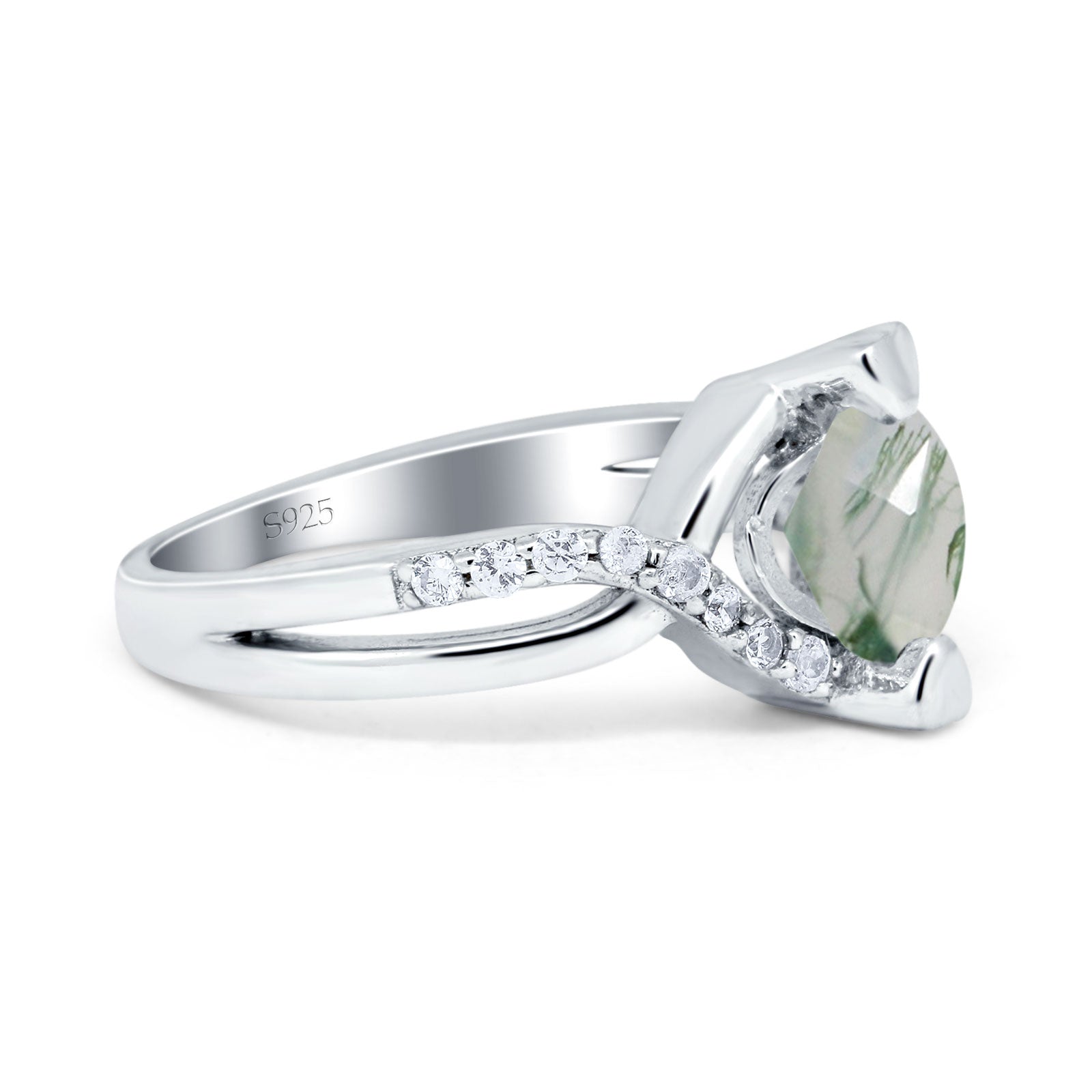 Art Deco Round Natural Stone Twisted Ring