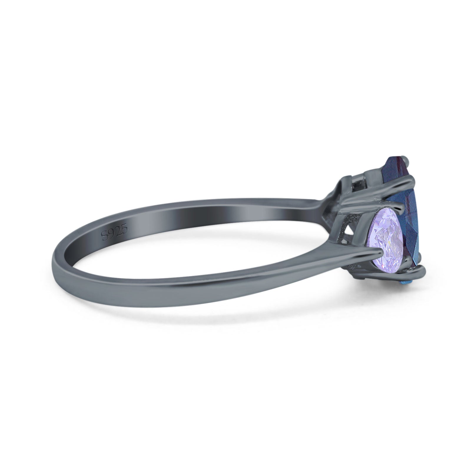 Art Deco Oval Natural Stone Trio Ring