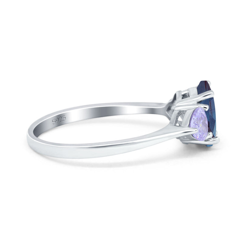 Art Deco Oval Natural Stone Trio Ring