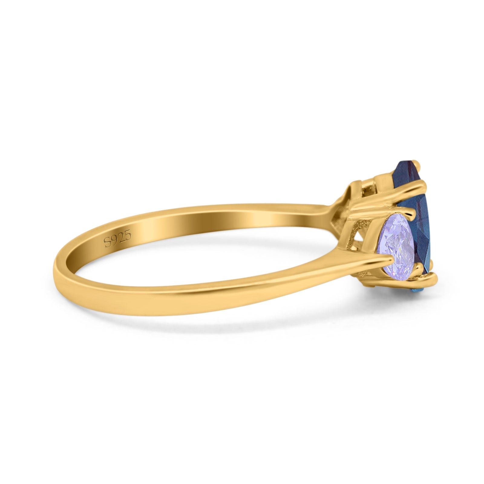 Art Deco Oval Natural Stone Trio Ring