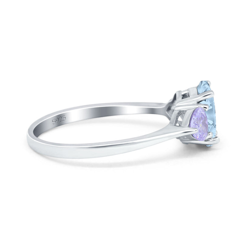 Art Deco Oval Natural Stone Trio Ring