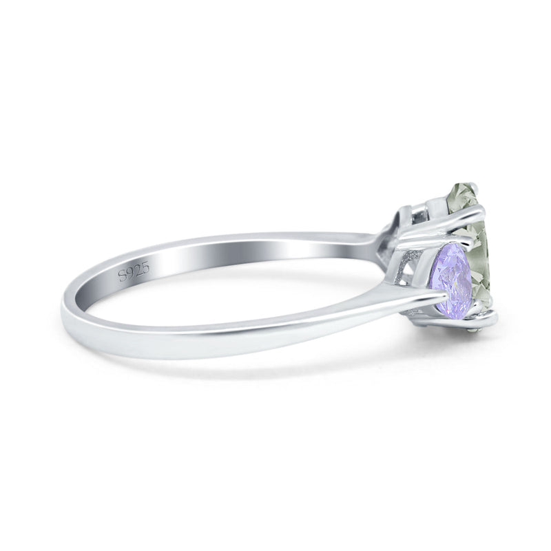 Art Deco Oval Natural Stone Trio Ring