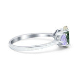 Art Deco Oval Natural Stone Trio Ring