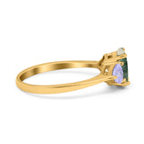 Art Deco Oval Natural Stone Trio Ring